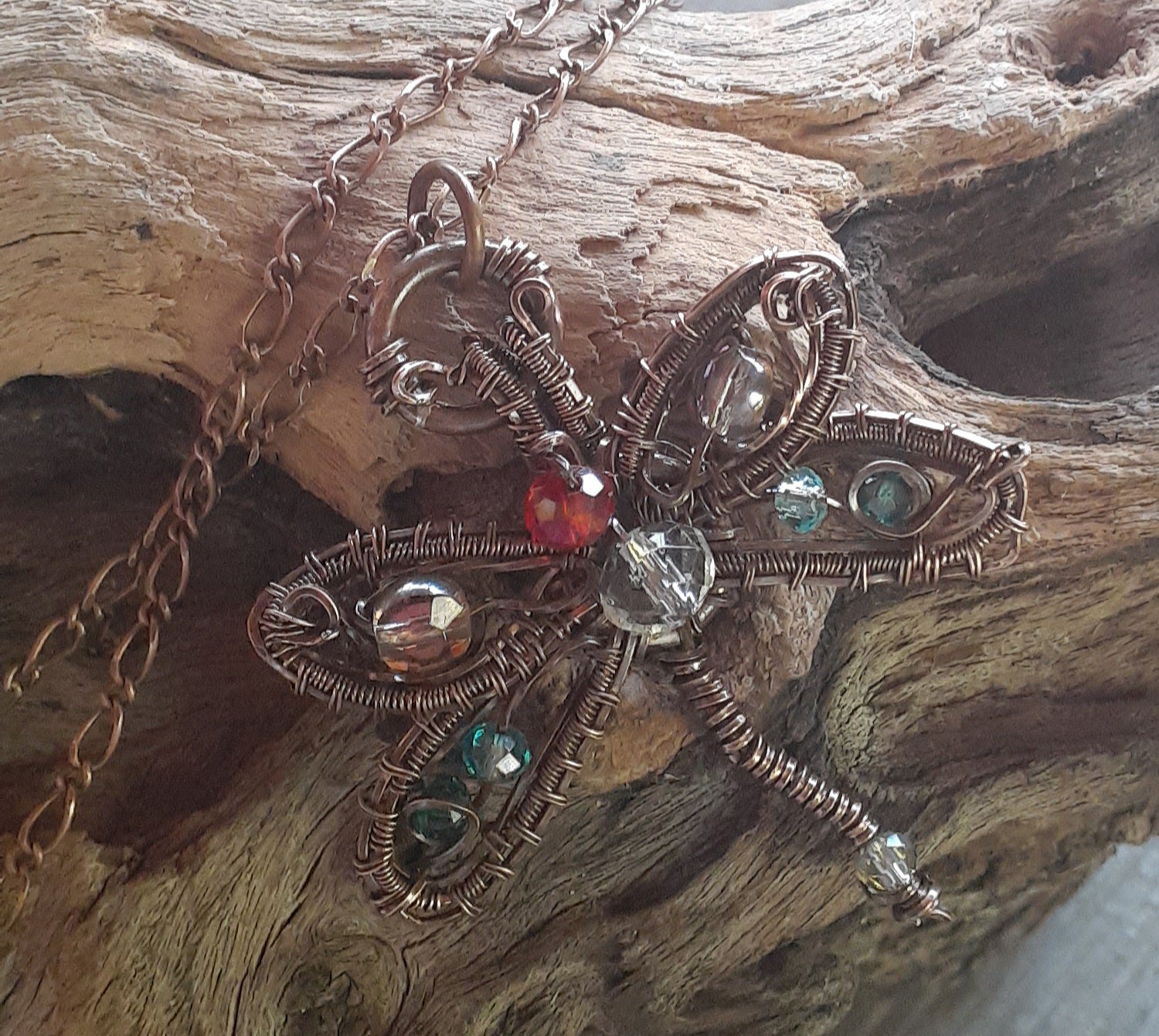 Woven Dragonfly Necklace Copper, Silver |WRD - WarmRainyDay