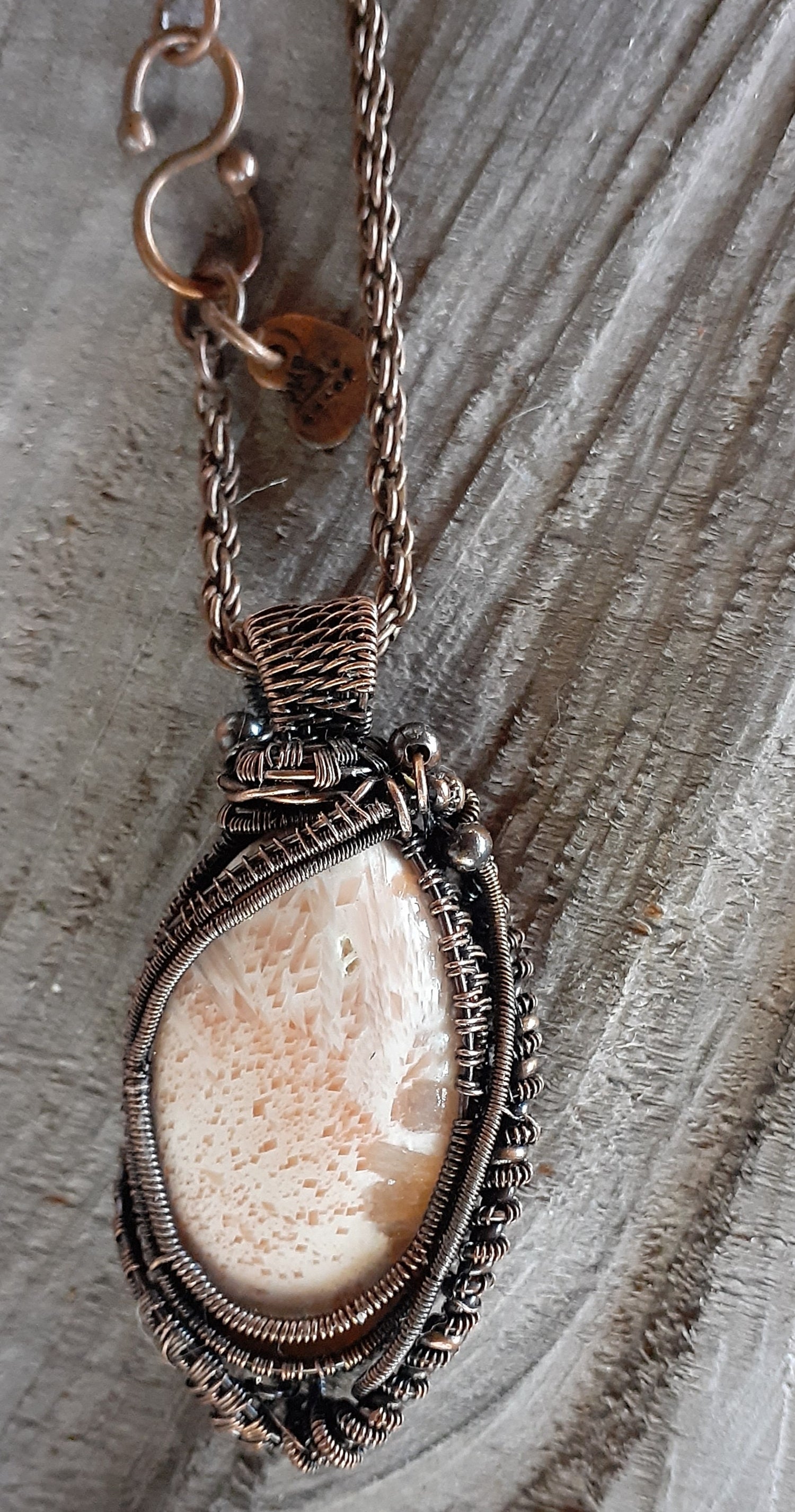 Pink Morganite wrapped in Copper. - WarmRainyDay
