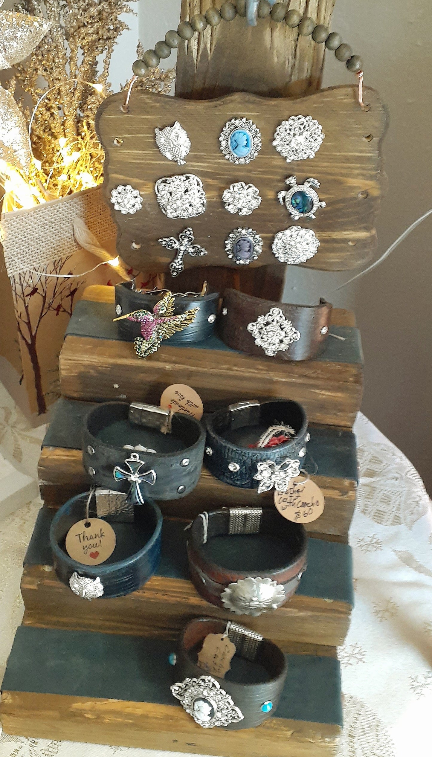Leather Cuffs and large Display |WRD - WarmRainyDay