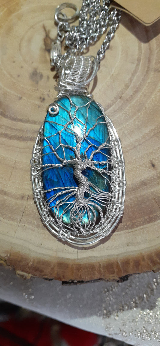 Tree of Life on Labradorite Sterling - WarmRainyDay