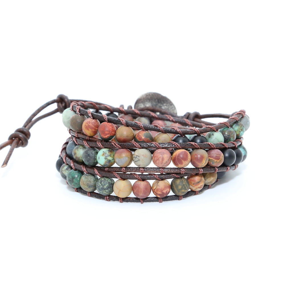 Pure Handmade Bracelet Made of Pine Stone and Natural Stone