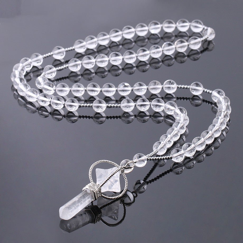 Unisex Natural Crystal Column Natural Stone Necklace