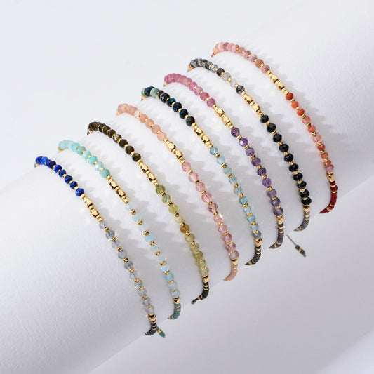 Minimalist natural beaded stackable bracelets