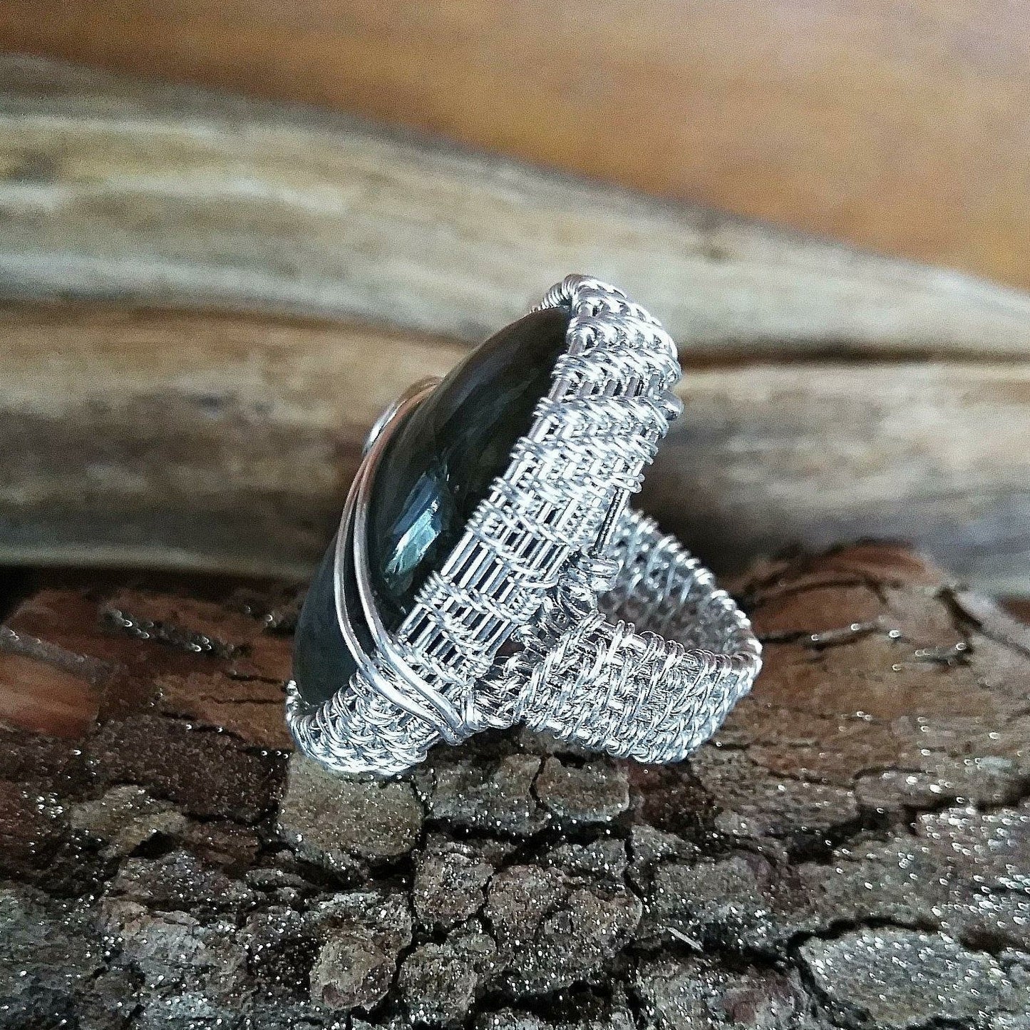 Custom labradorite woven ring | WRD - WarmRainyDay