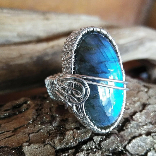 Custom labradorite woven ring | WRD - WarmRainyDay