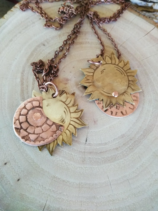 Sun & Moon Mixed Metal Necklaces - WarmRainyDay