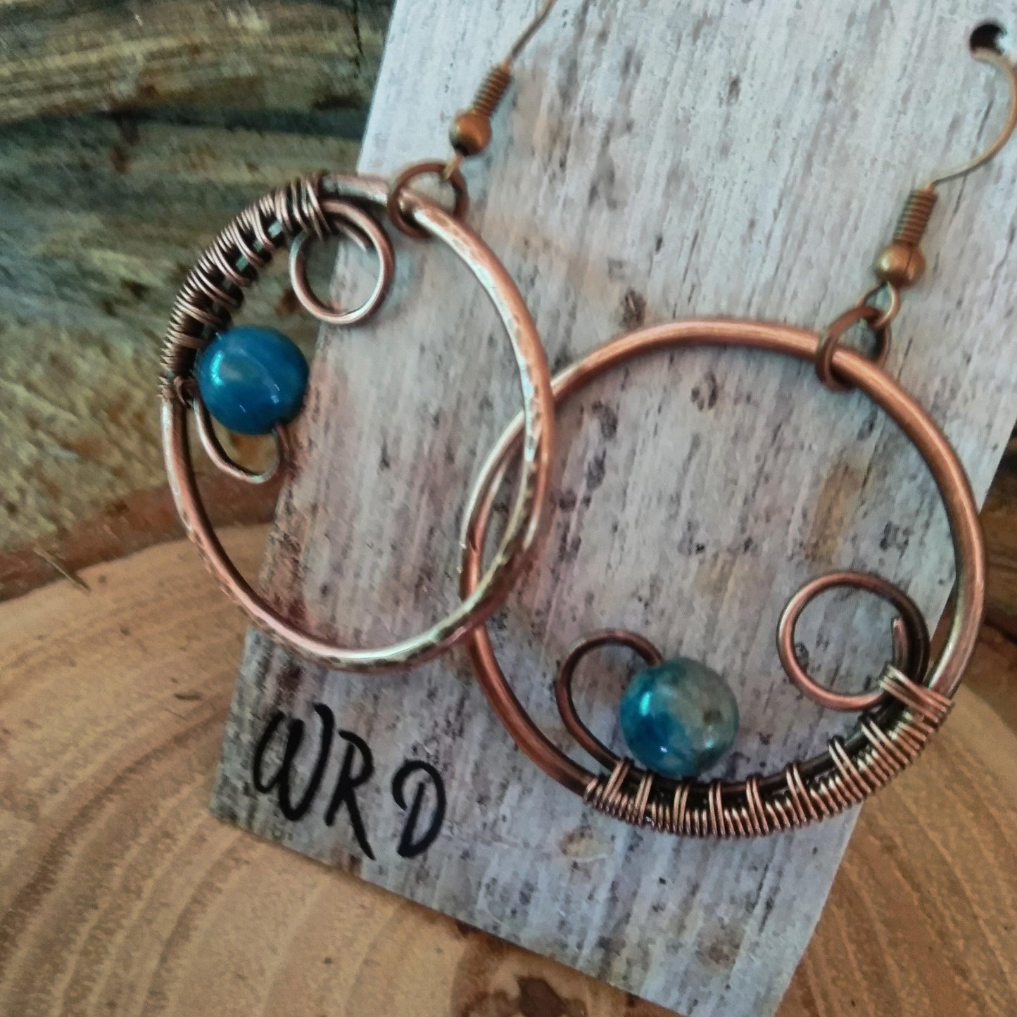 Copper Bead Hoop Dangles |WRD - WarmRainyDay