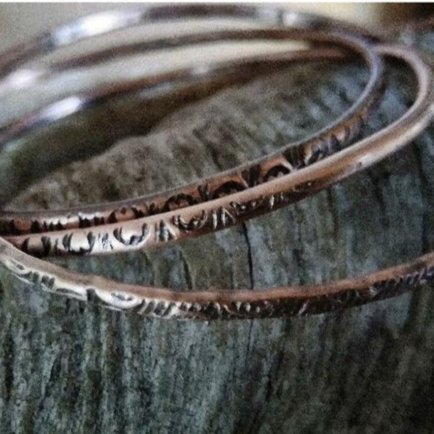 Copper Bangles Hand stamped, forged | WRD - WarmRainyDay