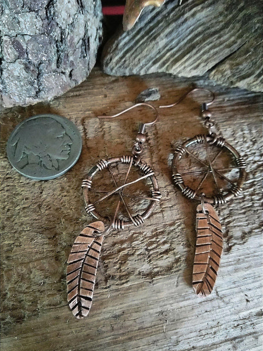 Dream Catcher Earrings, Copper| WRD - WarmRainyDay