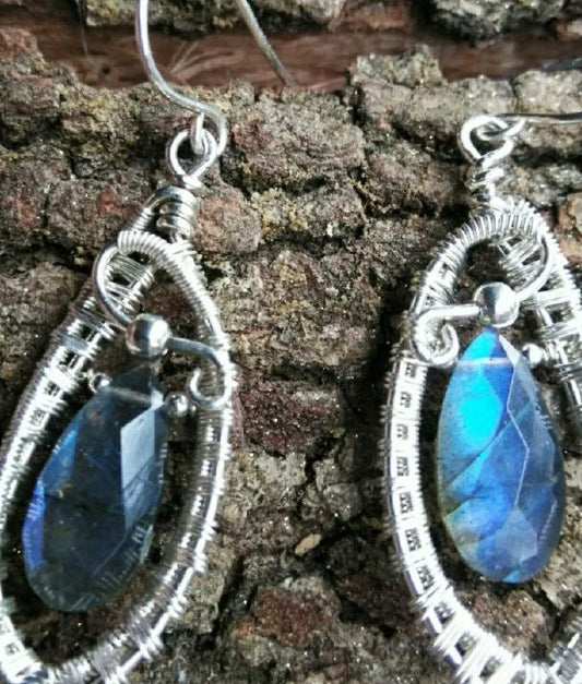 Labradorite Woven Earrings - WarmRainyDay