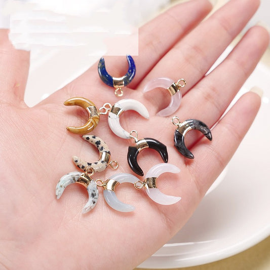 Stone Crescent Shaped Pendant Necklace Accessories
