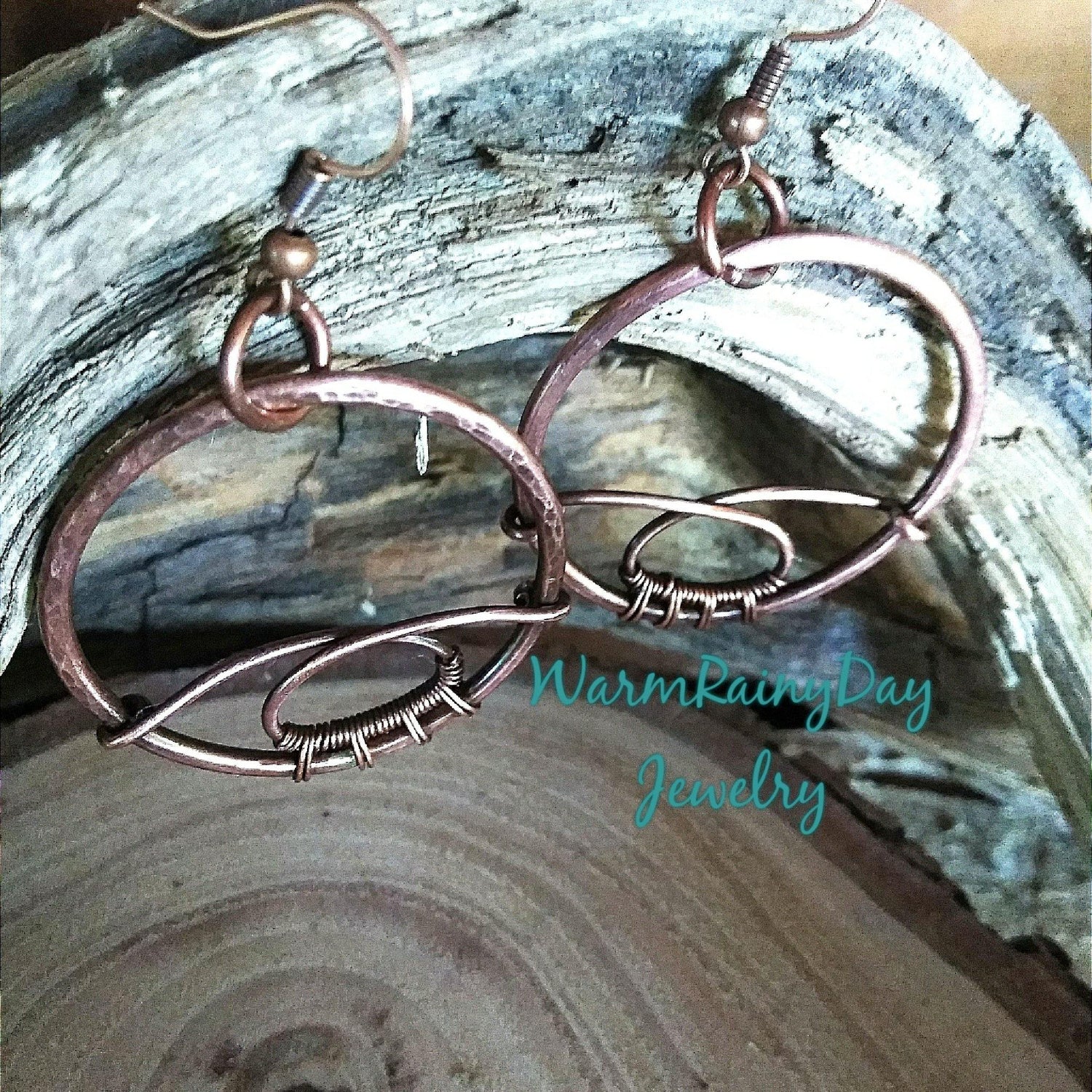 Woven Copper Hoops - WarmRainyDay