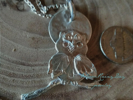 Night Owl Pendant Sterling - WarmRainyDay